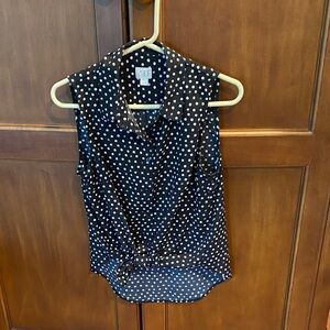 Polka Dot Sleeveless Blouse - Black and White.